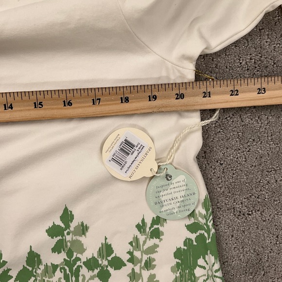 Spartina 449 Island Dress Women XLarge Beige Blue Peeples Song Floral Fringe - Picture 9 of 13